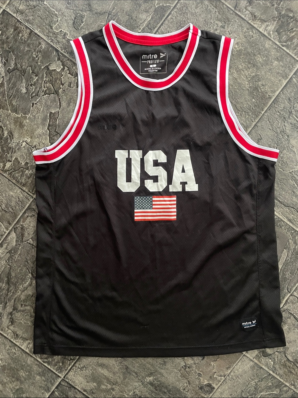 MITRE PROFLOW Official USA Black Sleeveless Athletic Urban Grunge Sports Jersey